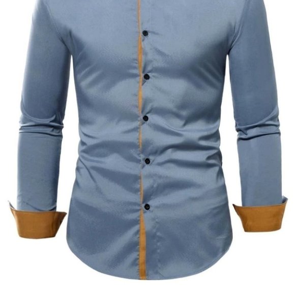 Grey Mens Button Up Tee Shirt - Picture 2 of 7